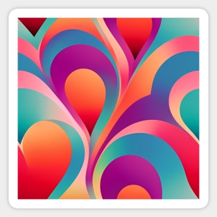 Vibrant Multicolor Abstract Flower Heart Sticker